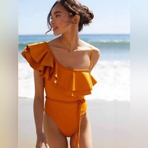 One Shoulder Orange Swimsuit